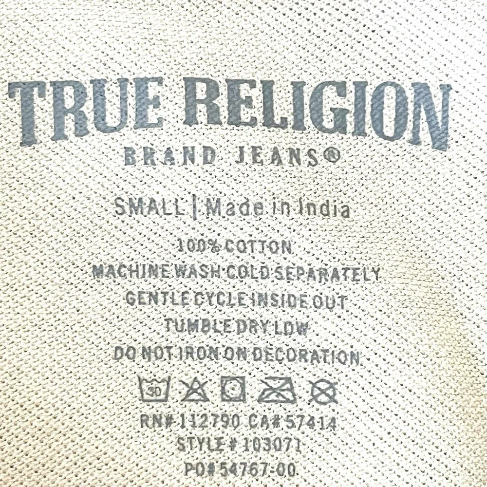 NWT True Religion Men's Crafted W/Pride Fog White/Black Tipping Polo Size Small